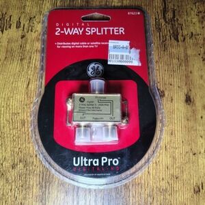 GE Ultra Pro Digital 2-Way Coax Cable Splitter 2500MHz Gold Plated RG6 HD 87623